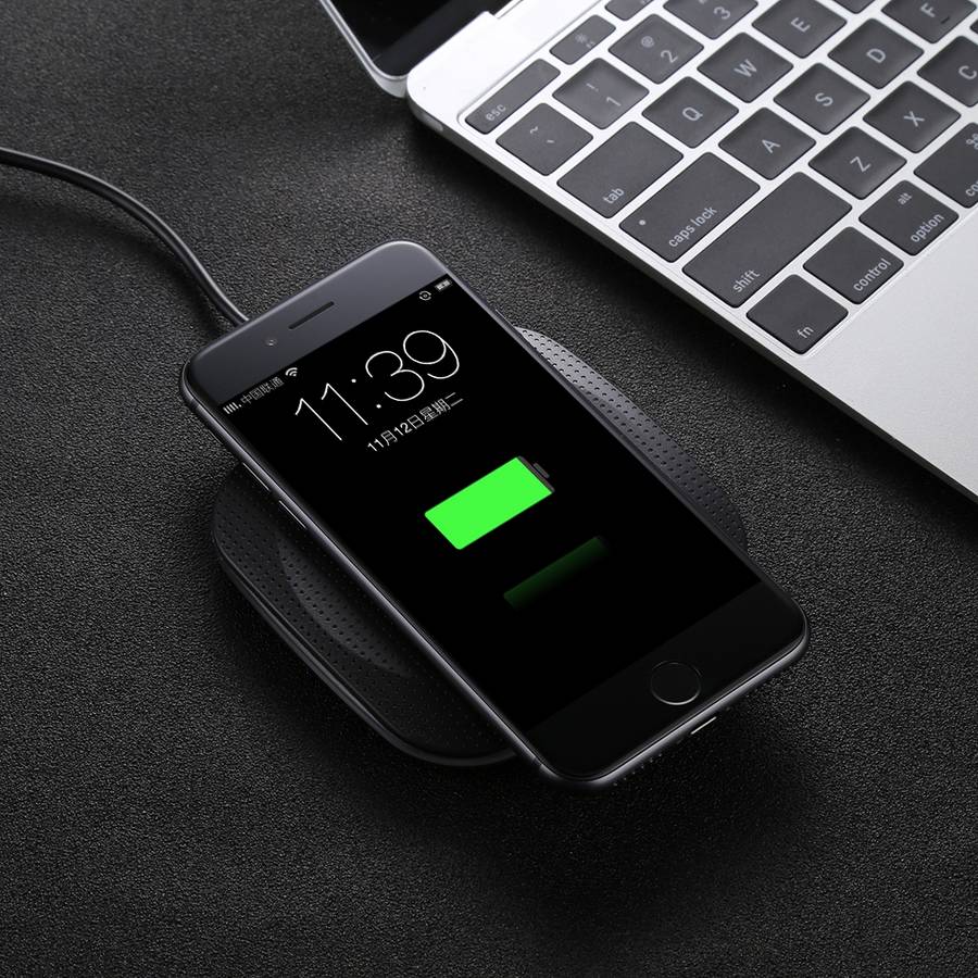 5V 1A Universal Square Qi Standard Fast Wireless Charger with Indicator Light(Black)