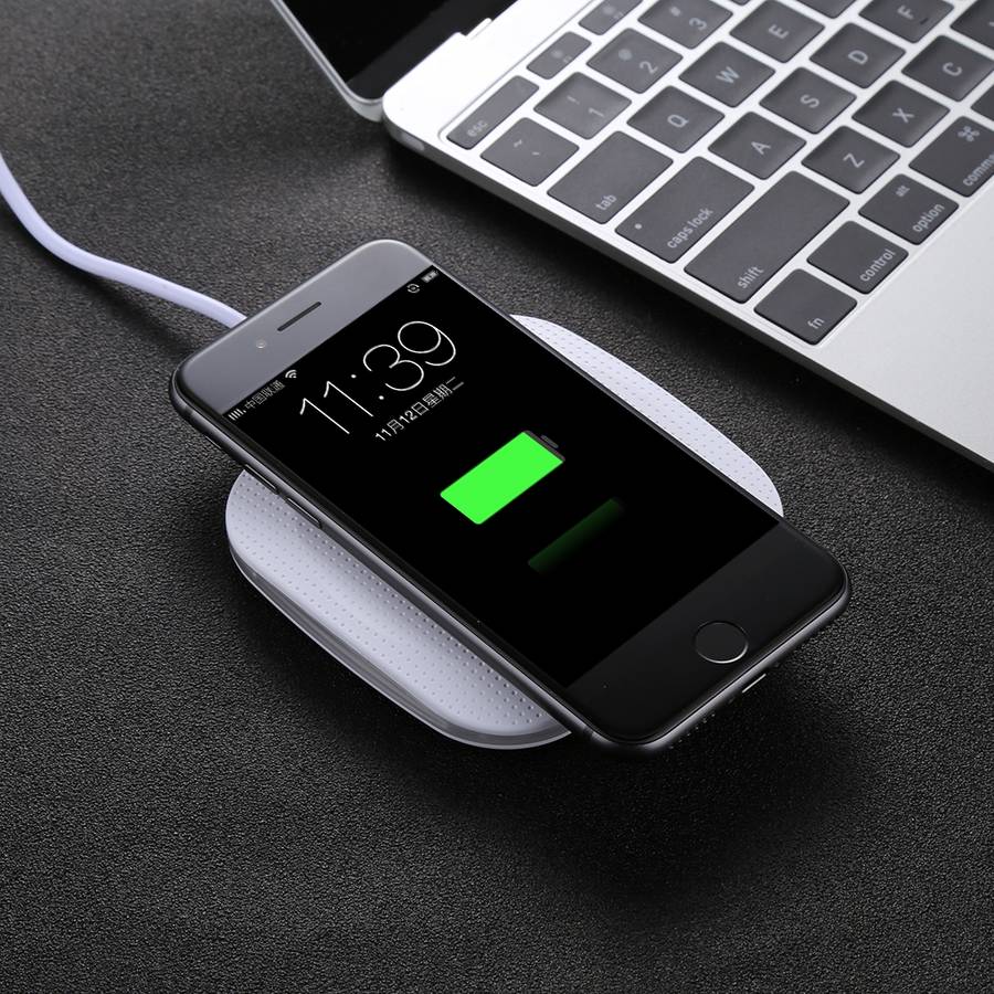 5V 1A Universal Square Qi Standard Fast Wireless Charger with Indicator Light(White)