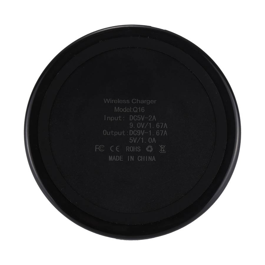 DC 9V 1.67A / 5V 1A Universal Round Shape Qi Standard Fast Wireless Charger with Indicator Light
