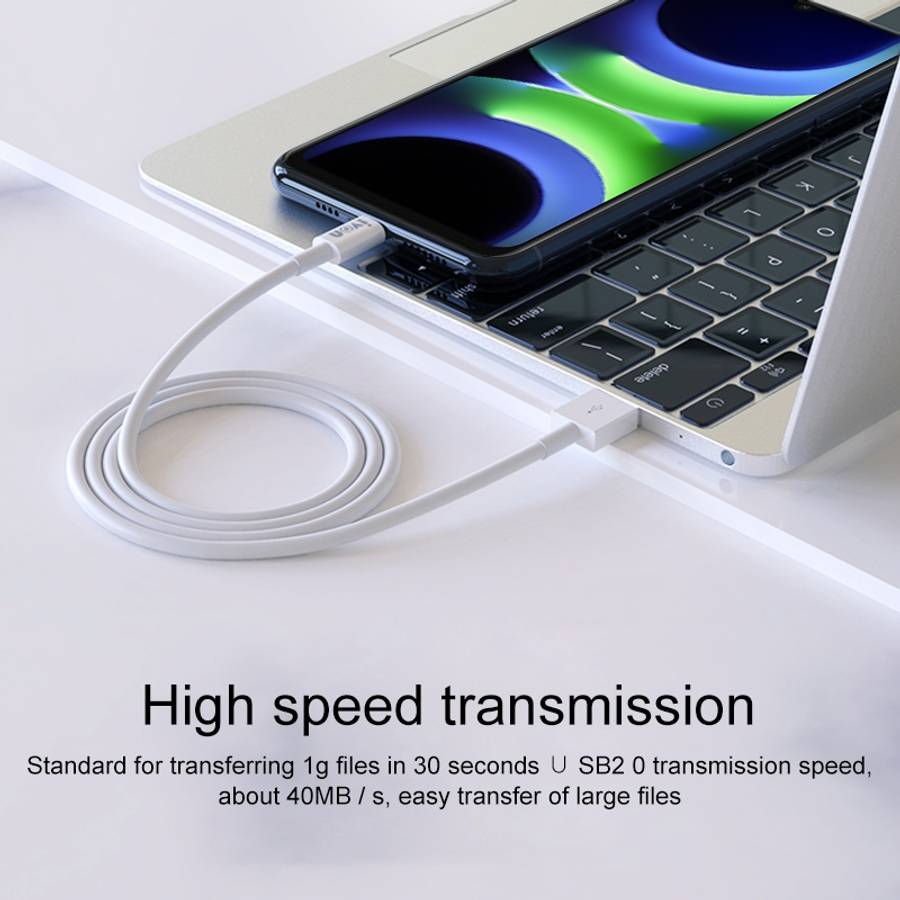 IVON CA70 Type-C / USB-C Fast Charging Data Cable, Length: 2m (White)
