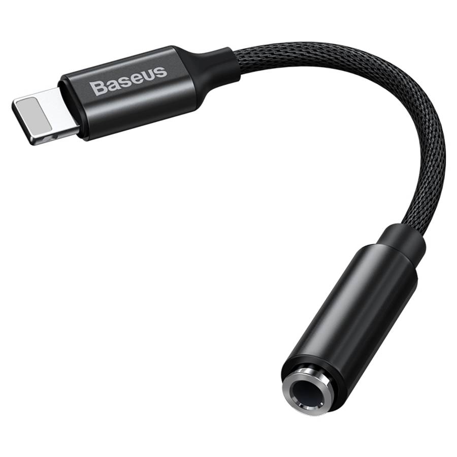 Baseus L3.5 8 Pin Male to 3.5mm Female Adapter with Cable(Black)
