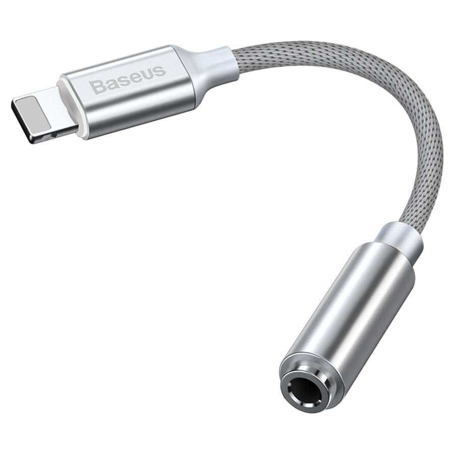 Baseus L3.5 8 Pin Male to 3.5mm Female Adapter with Cable(White)