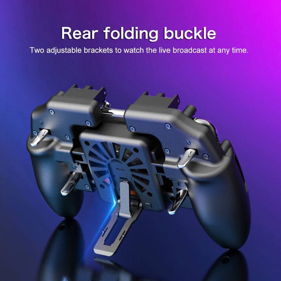 S-02 Six-finger Linkage Cool Wind Cooling Mobile Phone Gamepad with Bracket, Suitable for 4.7-6.5