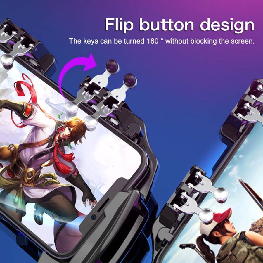 S-03 Six-finger Linkage Semiconductor Cooling Mobile Phone Gamepad with Bracket, Suitable for 4.7-