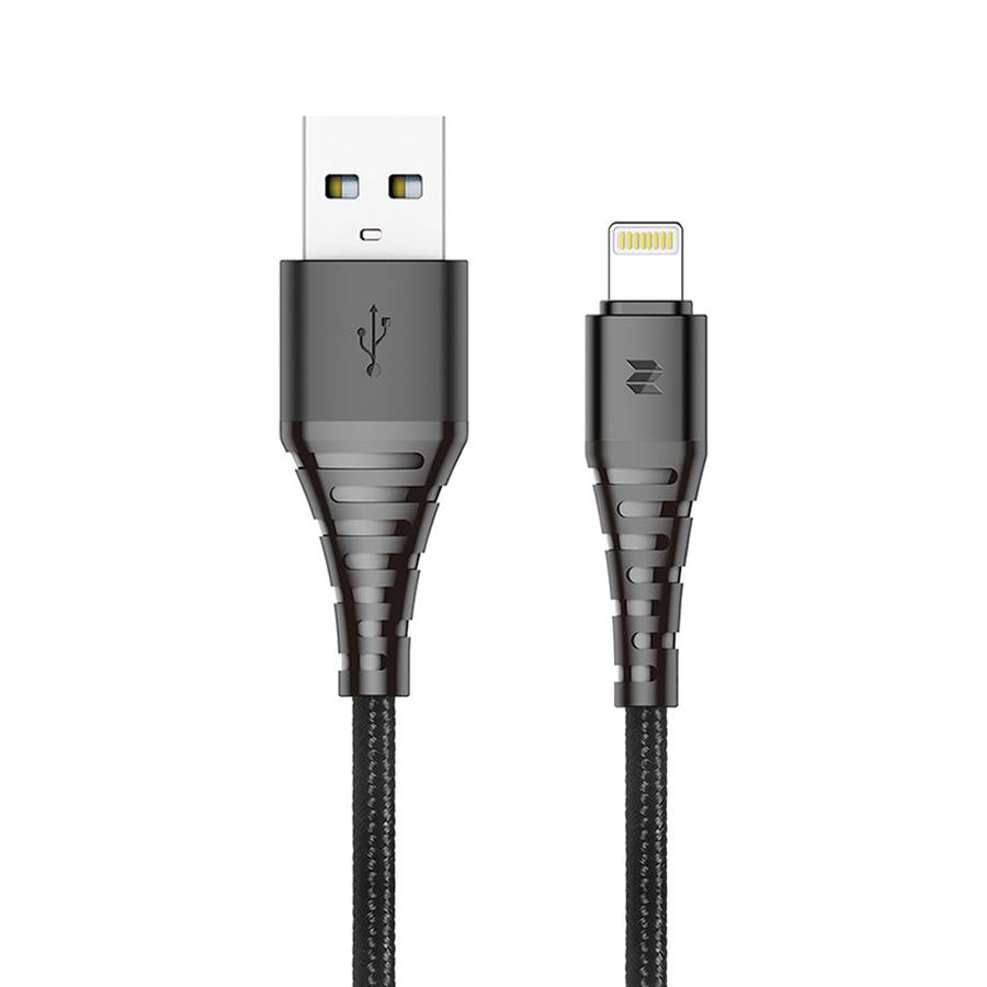 Rock Space 1m 2.4A Max MFi Certificated USB to 8 Pin Nylon Braided Round Cord Data Sync Charge Cab