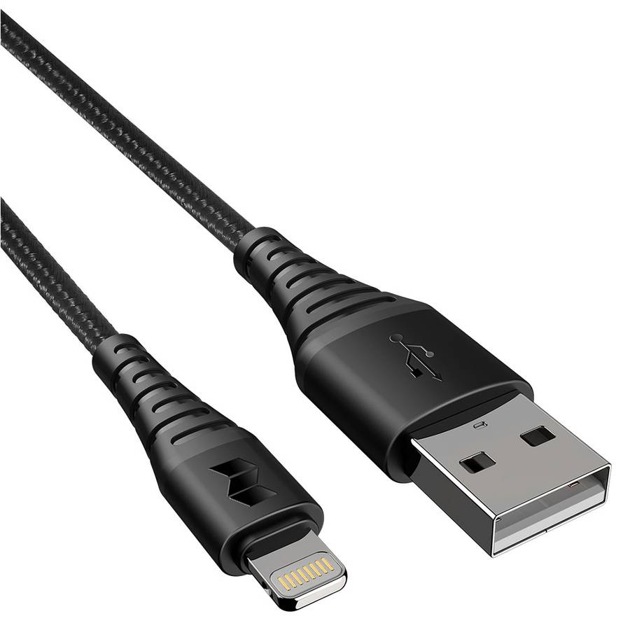 Rock Space 1m 2.4A Max MFi Certificated USB to 8 Pin Nylon Braided Round Cord Data Sync Charge Cab