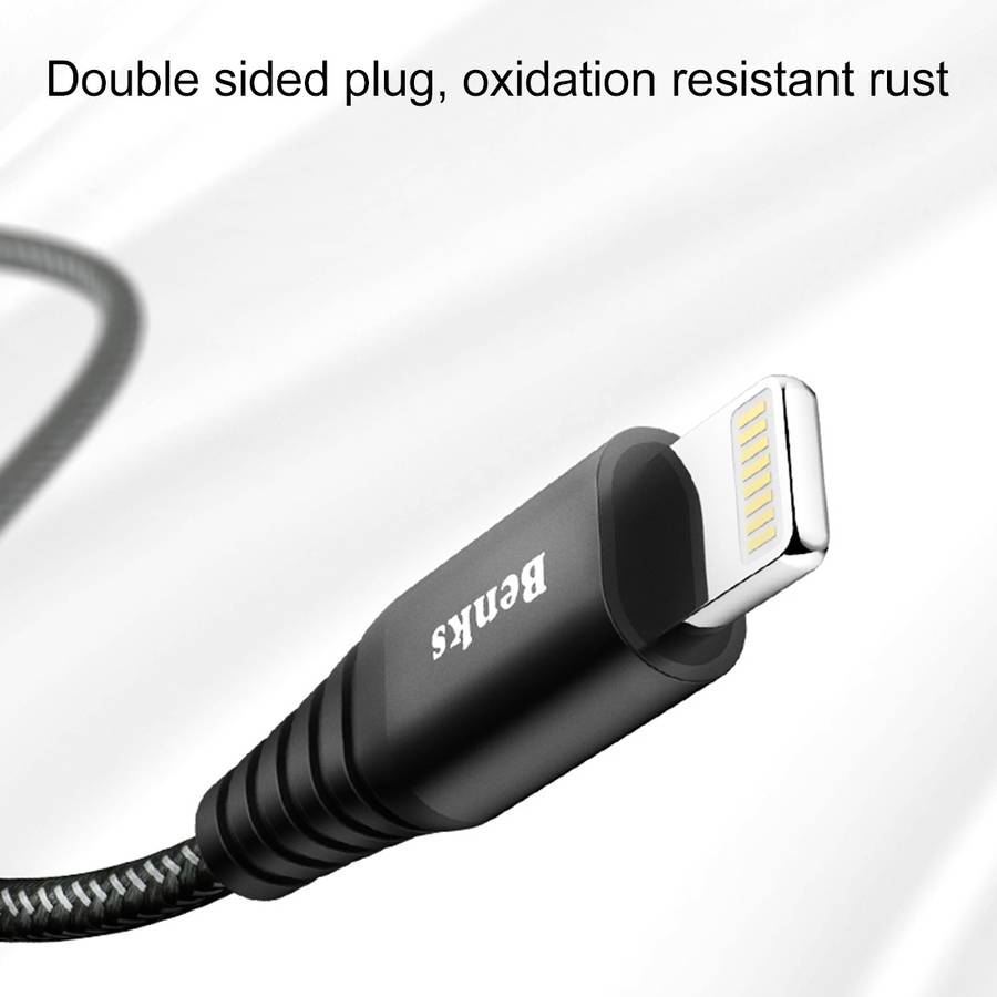Benks M09 1.2m 2.4A Output MFi Certificated USB to 8 Pin Nylon Weave Data Sync Charge Cable