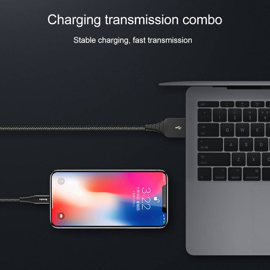 Benks M09 1.2m 2.4A Output MFi Certificated USB to 8 Pin Nylon Weave Data Sync Charge Cable