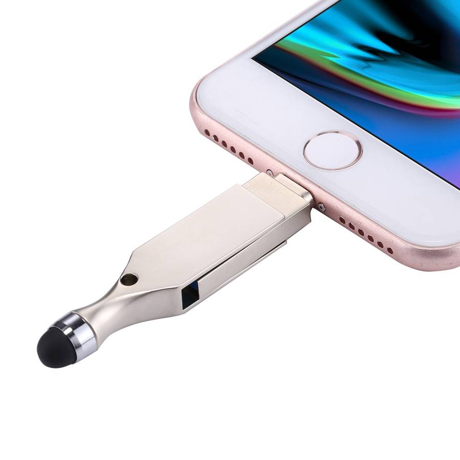 RQW-10E 2 in 1 USB 2.0 & 8 Pin 64GB Flash Drive with Stylus Pen