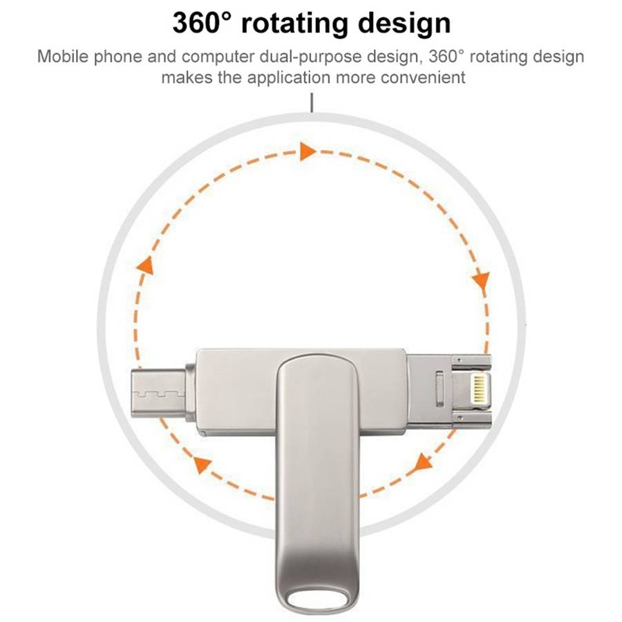 RQW-10X 3 in 1 USB 2.0 & 8 Pin & USB-C / Type-C 32GB Flash Drive
