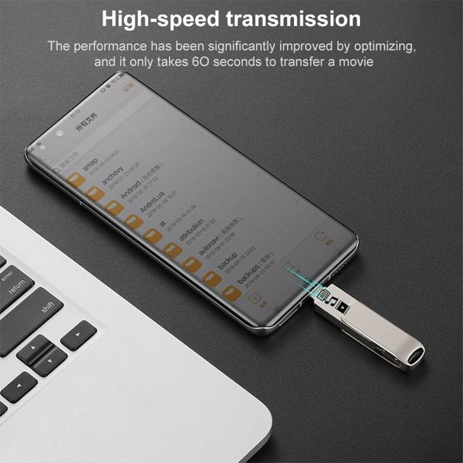 RQW-10X 3 in 1 USB 2.0 & 8 Pin & USB-C / Type-C 64GB Flash Drive