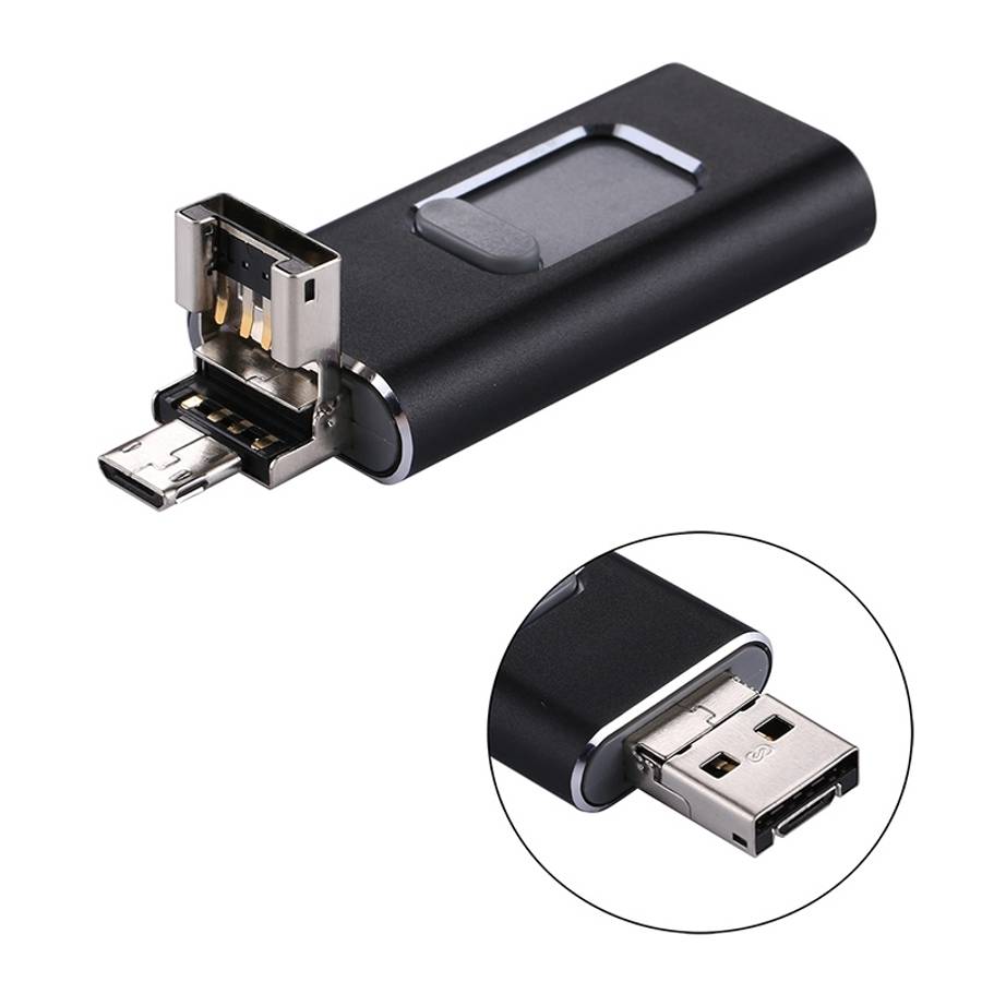 easyflash RQW-01B 3 in 1 USB 2.0 & 8 Pin & Micro USB 128GB Flash Drive(Black)