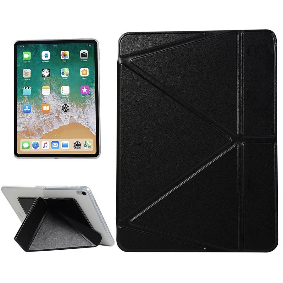 PU Leather Case for iPad Pro 11 inch (2018), with Multi-folding Holder & Sleep / Wake ... (Black)