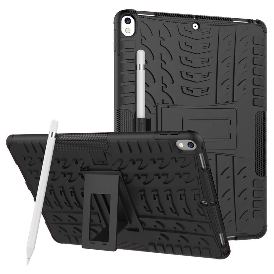 Tire Texture TPU+PC Shockproof Case for iPad Air 2019 / Pro 10.5 inch, with Holder & P ... (Black)