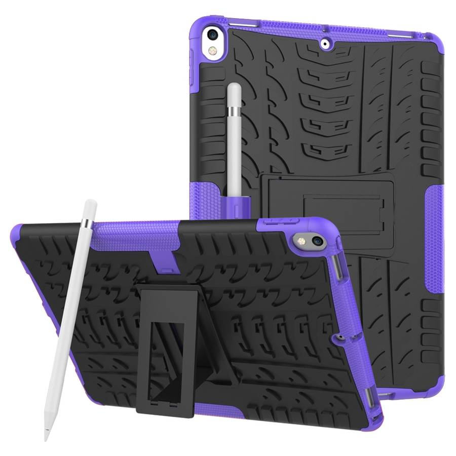 Tire Texture TPU+PC Shockproof Case for iPad Air 2019 / Pro 10.5 inch, with Holder & ... (Purple)