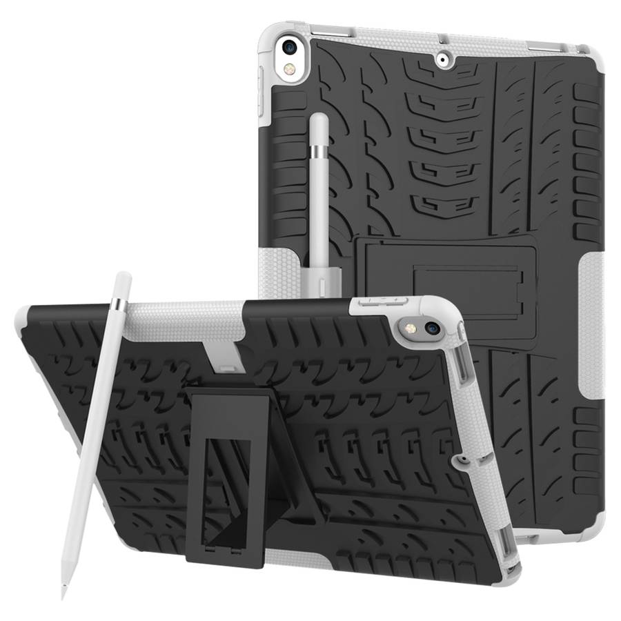 Tire Texture TPU+PC Shockproof Case for iPad Air 2019 / Pro 10.5 inch, with Holder & P ... (White)