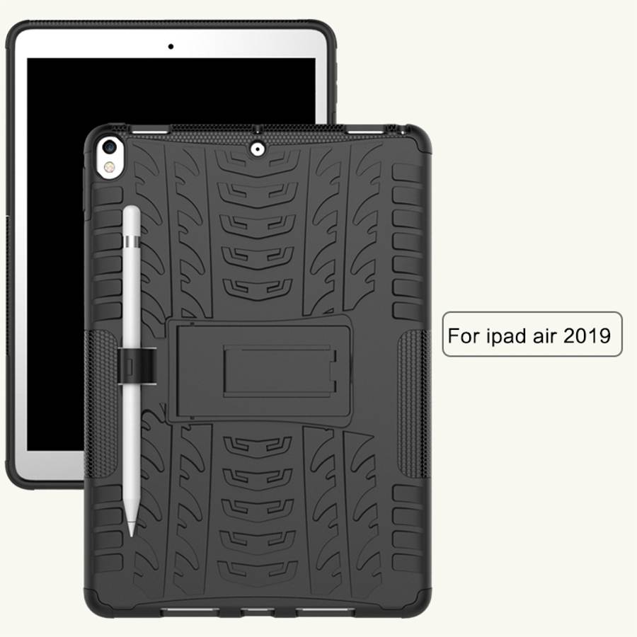 Tire Texture TPU+PC Shockproof Case for iPad Air 2019 / Pro 10.5 inch, with Holder & P ... (White)