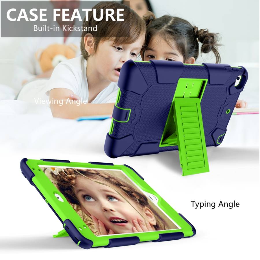 Shockproof Two-color Silicone Protection Shell for iPad Mini 2019 & 4 ... (Navy Blue+Yellow-green)