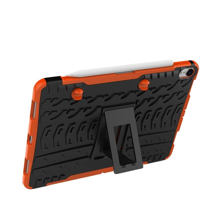 Tire Texture TPU+PC Shockproof Case for iPad Pro 11 inch (2018), with Holder & Pen Slot (Orange)