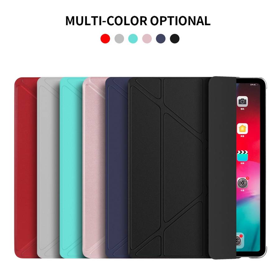 Multi-folding Shockproof PC + PU Leather Protective Case for iPad Pro 12.9 2018 ... (Dark Blue)