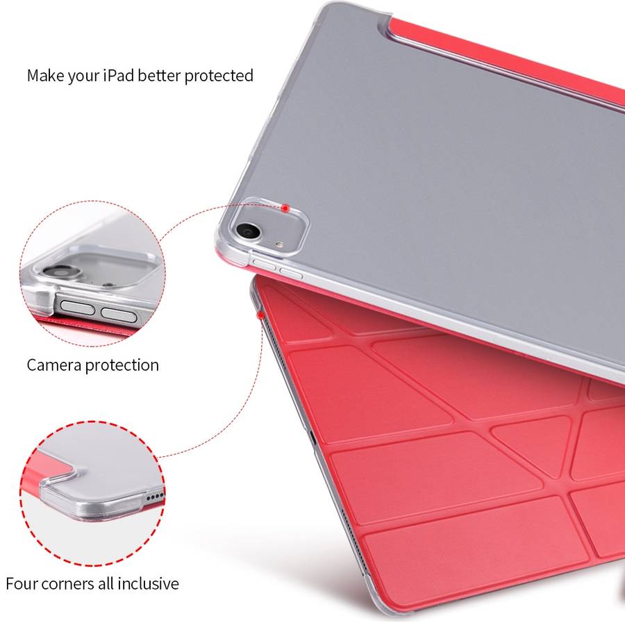 Multi-folding Shockproof PC + PU Leather Protective Case for iPad Pro 12.9 2018 ... (Dark Blue)