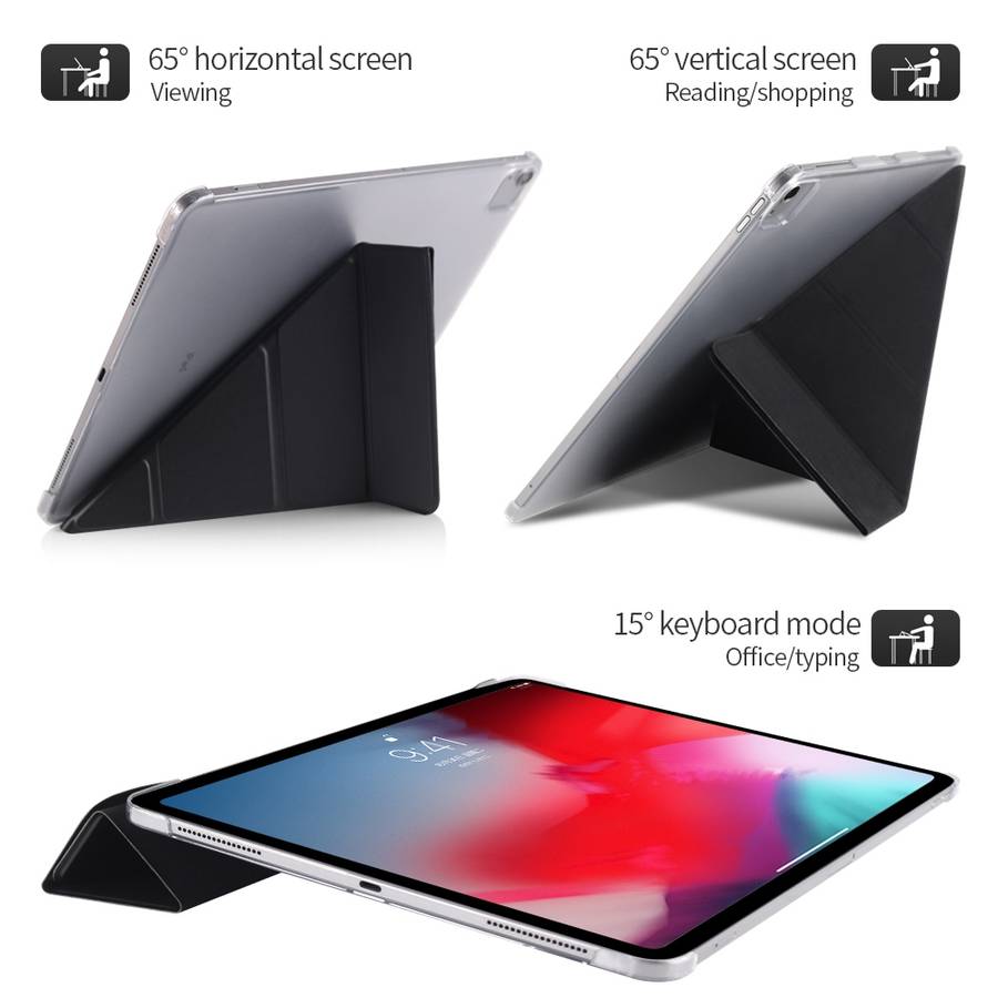Multi-folding Shockproof PC + PU Leather Protective Case for iPad Pro 12.9 2018 ... (Dark Blue)