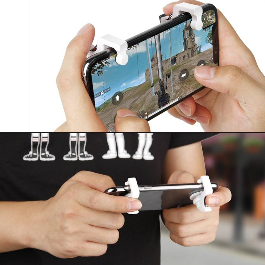 Eat Chicken Mobile Phone Trigger Shooting Controller Button Handle with Phone Holder (White)