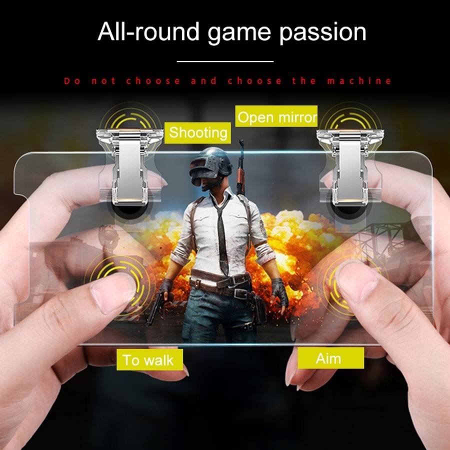 S4 Metal Press Eat Chicken Mobile Phone Trigger Shooting Controller Button Handle (Transparent)