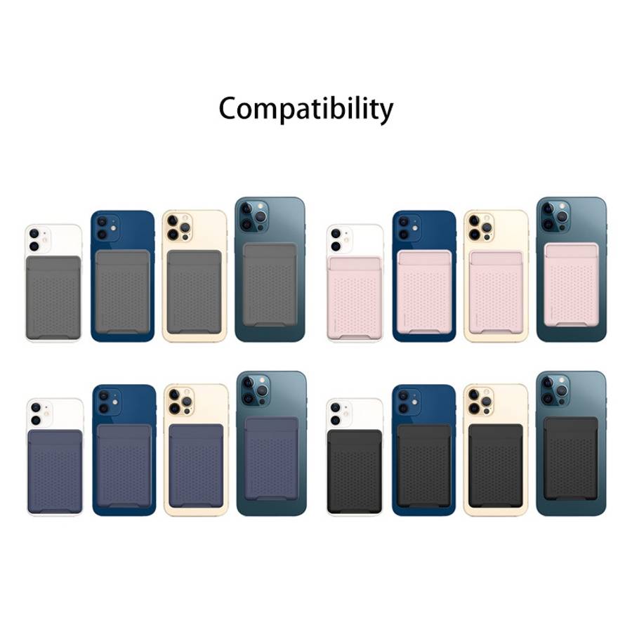 For iPhone 13 Series / iPhone 12 Series Silicone Wallet Pouch Card Case Anti-degaussing ... (Grey)