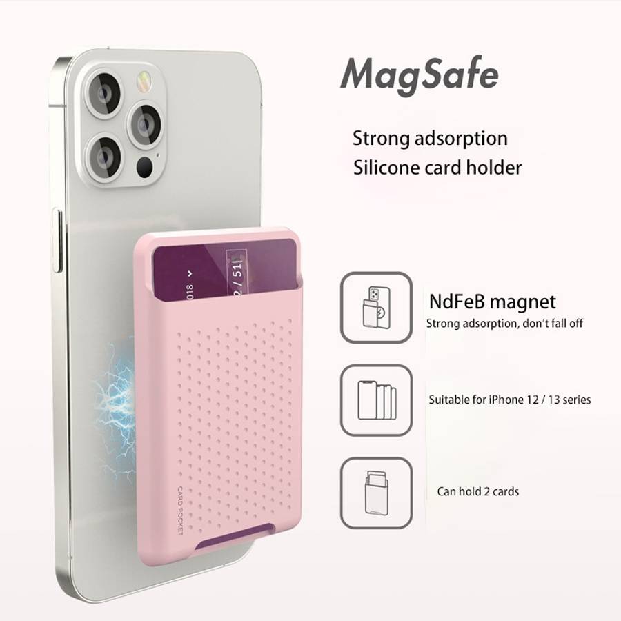 For iPhone 13 Series / iPhone 12 Series Silicone Wallet Pouch Card Case Anti-degaussing ... (Grey)