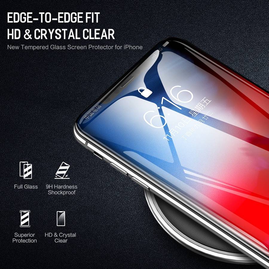 For iPhone 11 Pro Max / XS Max ROCK 0.26mm 9H 6D Curved Surface HD Full Screen T ... (Transparent)