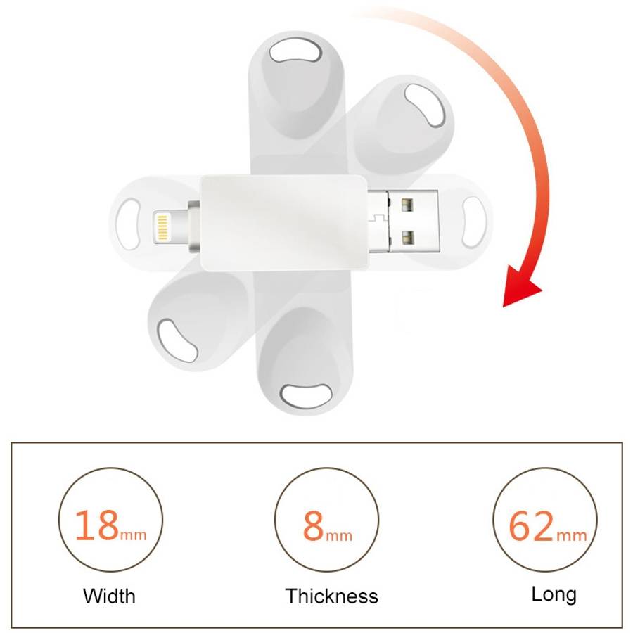 S29 3 in 1 16GB Micro USB + USB + 8 Pin Interface Metal Twister Flash Disk(Silver)