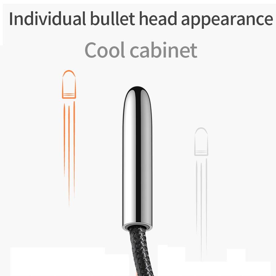 JOYROOM S-M98K 3A 8 Pin Bullet Shape Quick Charging + Transmission Nylon Braided Data ... (Black)