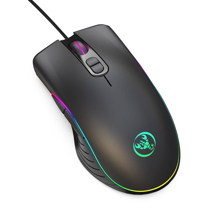 HXSJ A867 USB 6400DPI Four-speed Adjustable RGB Illuminate Wired E-sport Gaming Mouse, Length: 1.5