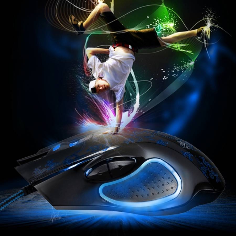 Chasing Leopard 169 USB 2400DPI Four-speed Adjustable LED Backlight Wired Optical E-sp ... (Black)