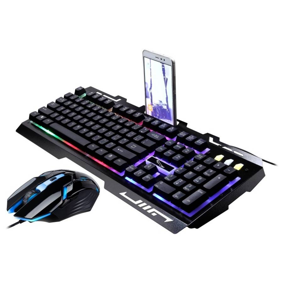 Chasing Leopard G700 USB RGB Backlight Wired Optical Gaming Mouse and Keyboard Set, Ke ... (Black)