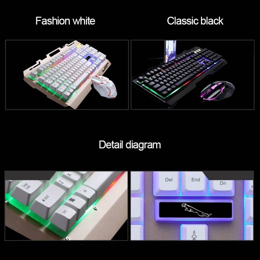 Chasing Leopard G700 USB RGB Backlight Wired Optical Gaming Mouse and Keyboard Set, Ke ... (Black)