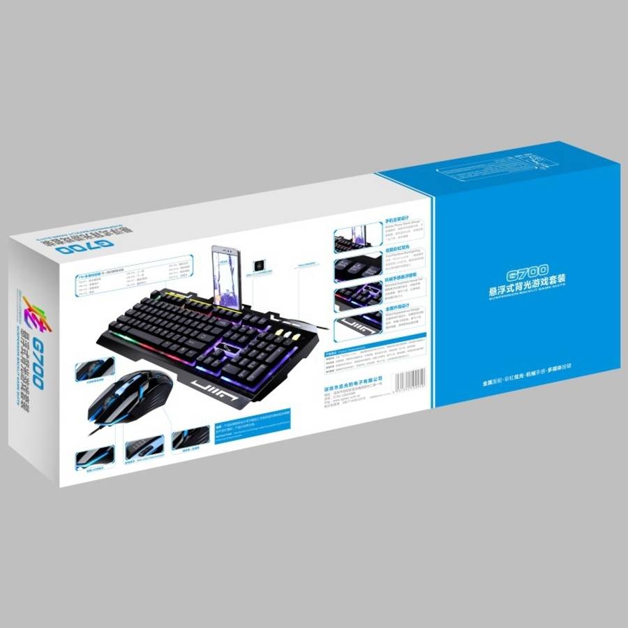 Chasing Leopard G700 USB RGB Backlight Wired Optical Gaming Mouse and Keyboard Set, Ke ... (Black)