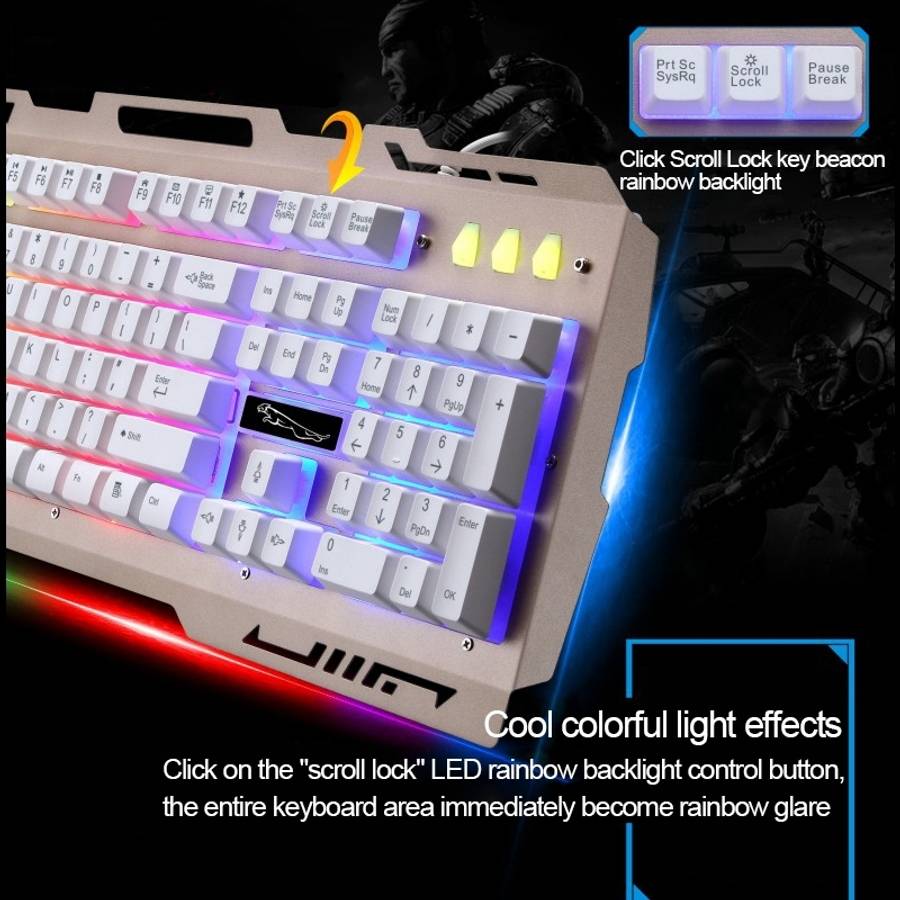 Chasing Leopard G700 USB RGB Backlight Wired Optical Gaming Mouse and Keyboard Set, Ke ... (Black)