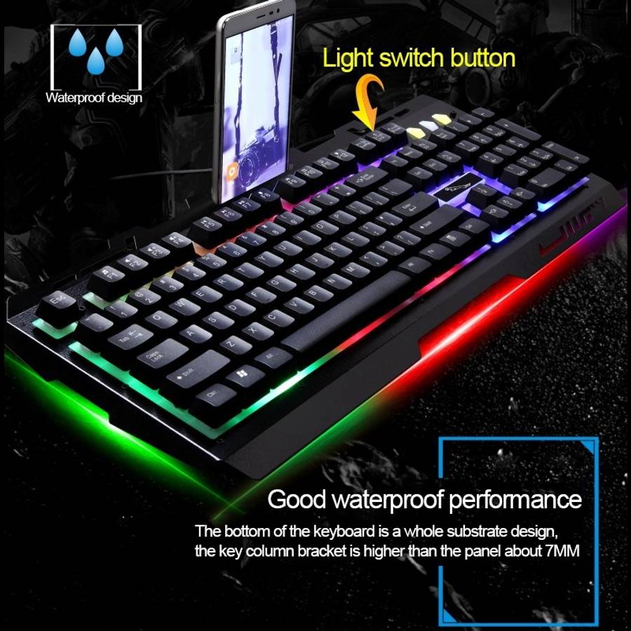 Chasing Leopard G700 USB RGB Backlight Wired Optical Gaming Mouse and Keyboard Set, Ke ... (Black)