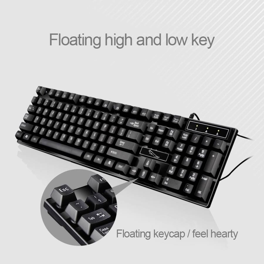 Chasing Leopard Q17 104 Keys USB Wired Suspension Gaming Office Keyboard + Wired Symme ... (Black)