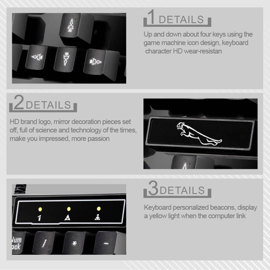 Chasing Leopard Q17 104 Keys USB Wired Suspension Gaming Office Keyboard + Wired Symme ... (Black)