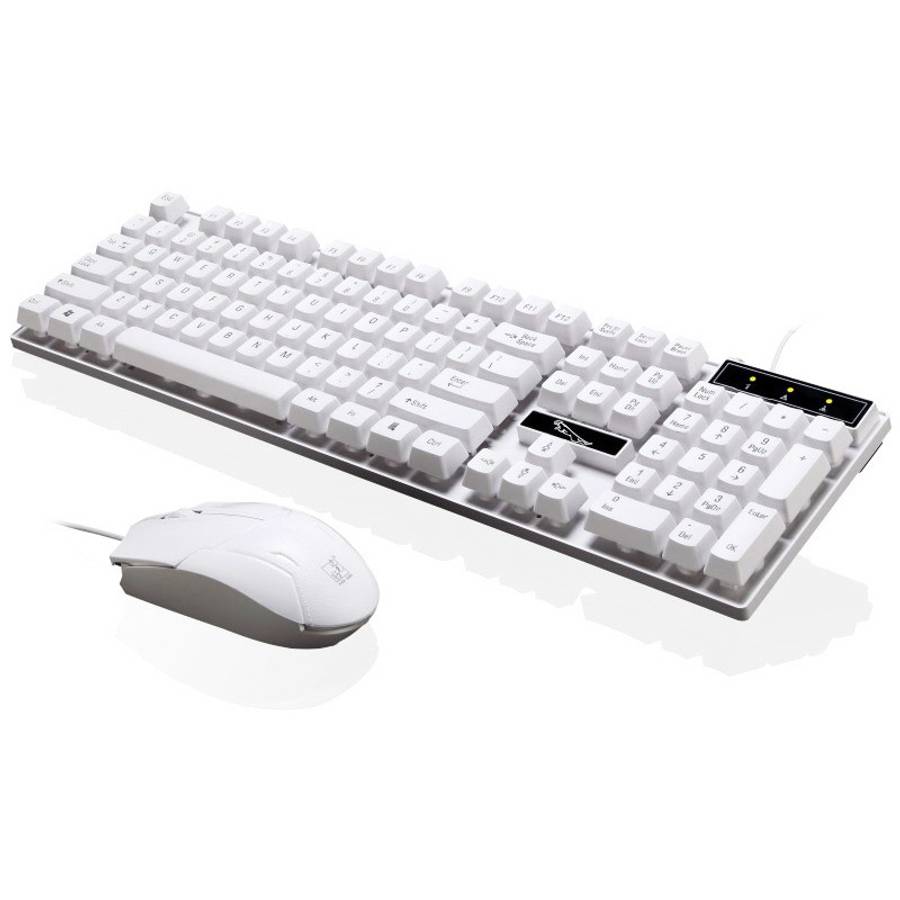Chasing Leopard Q17 104 Keys USB Wired Suspension Gaming Office Keyboard + Wired Symme ... (White)