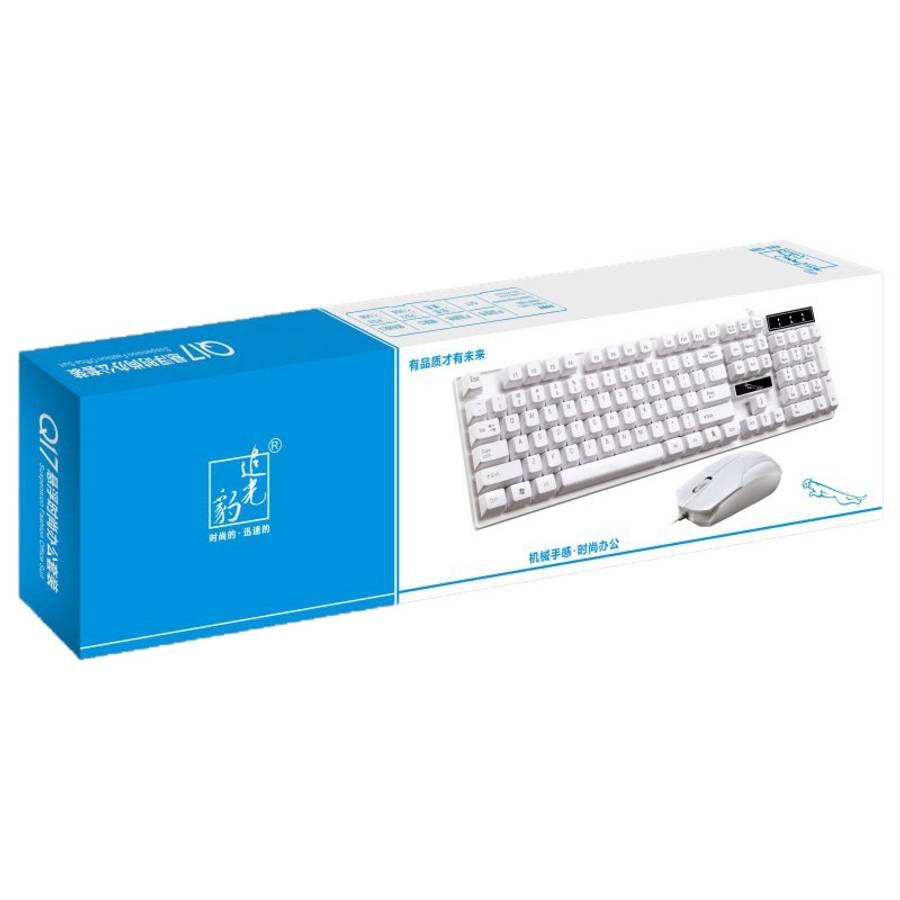 Chasing Leopard Q17 104 Keys USB Wired Suspension Gaming Office Keyboard + Wired Symme ... (White)