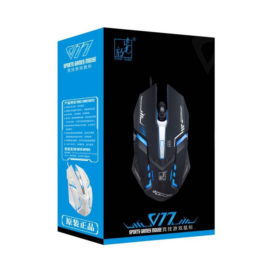 Chasing Leopard V17 USB 2400DPI Four-speed Adjustable Line Pattern Wired Optical Gamin ... (Black)