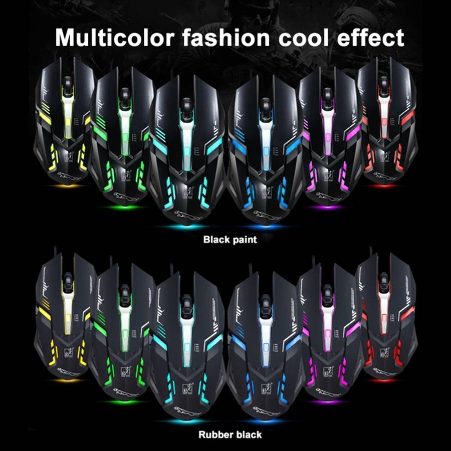 Chasing Leopard V17 USB 2400DPI Four-speed Adjustable Line Pattern Wired Optical G ... (Jet Black)