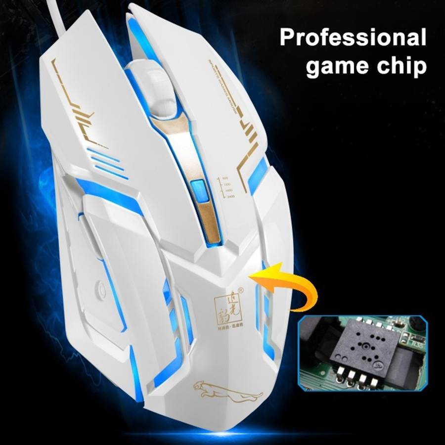 Chasing Leopard V17 USB 2400DPI Four-speed Adjustable Line Pattern Wired Optical G ... (Jet Black)