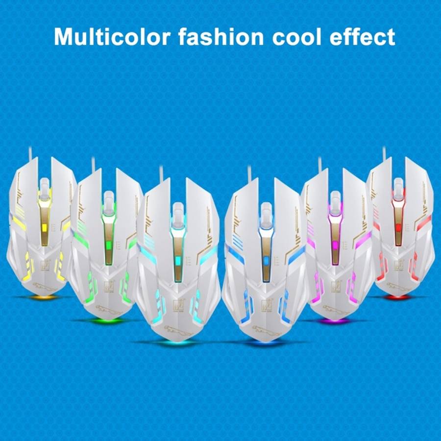 Chasing Leopard V17 USB 2400DPI Four-speed Adjustable Line Pattern Wired Optical Gamin ... (White)