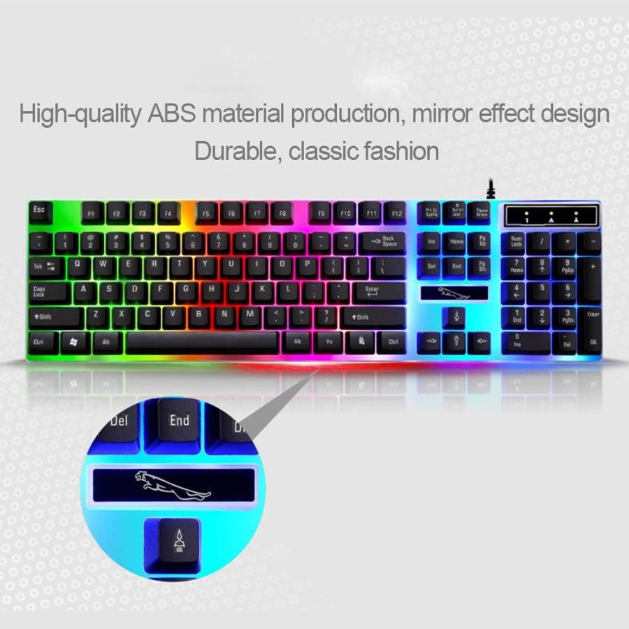 ZGB G21 104 Keys USB Wired Mechanical Feel Colorful Backlight Office Computer Keyboard ... (Black)