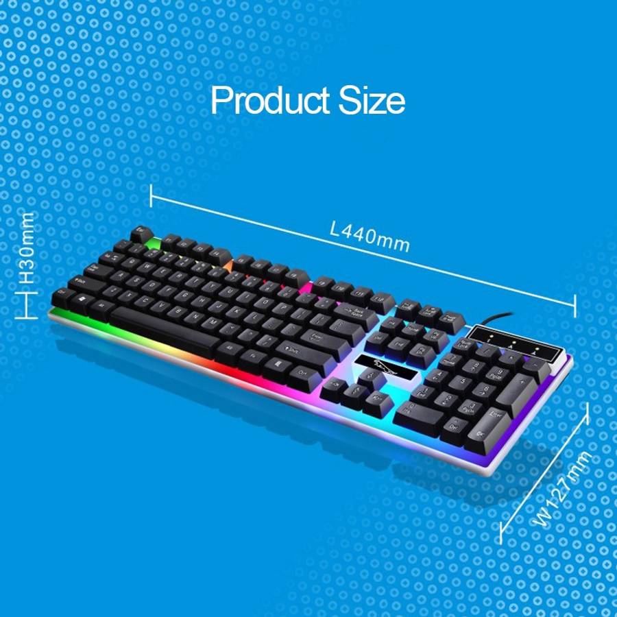 ZGB G21 104 Keys USB Wired Mechanical Feel Colorful Backlight Office Computer Keyboard ... (Black)